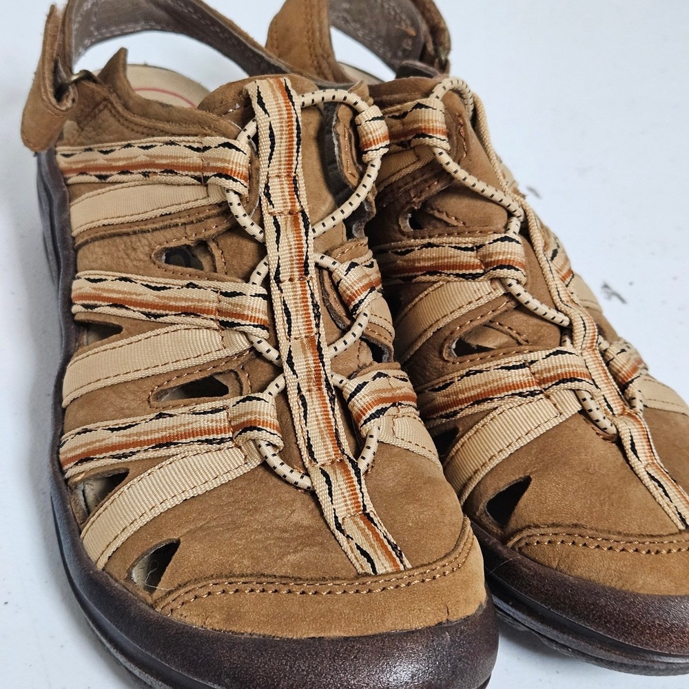 Bionica Malabar Leather Sandals Women 7 Brown Hiking Walking Gorpcore Utility - Picture 8 of 9